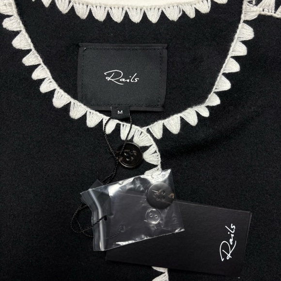 NWT Rails Melanie Jacket Size M Soft Wool Blend Contrast Trim Black White - Picture 9 of 13